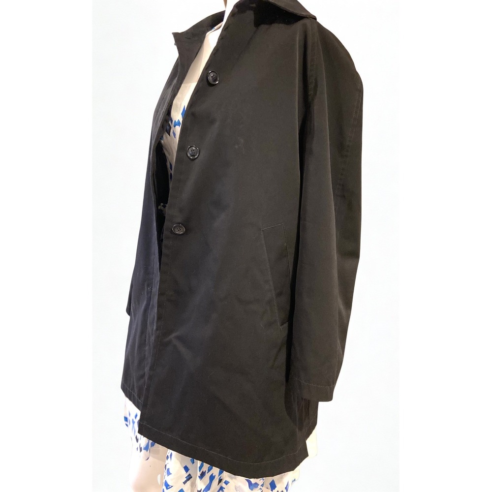 Towne Collection Black Trench Coat Mid Length Button Front Car‎ Coat Womens M - Picture 3 of 12